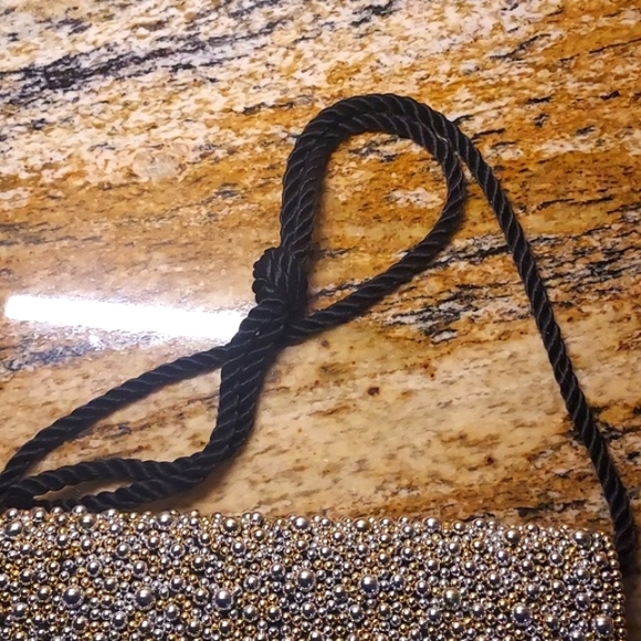 Evening Shoulder/Cluch Velvet with Gold & Silver beads, Velvet Braided Rope Bag. - Picture 7 of 7